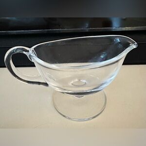 Signed Jack Badash Art Clear Glass Crystal Gravy Boat Saucer MCM Etched RARE